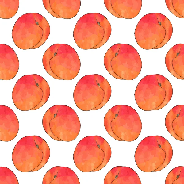 Apricots. Seamless pattern with fruits. Hand-drawn background. Vector illustration. — Stockový vektor