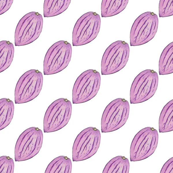 Pepino melon. Seamless pattern with fruits. Hand-drawn background. Vector illustration. — 图库矢量图片