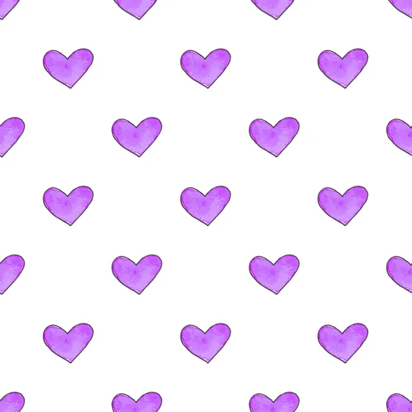 Seamless pattern with hearts. Hand-drawn background. Vector illustration. — Stockvector