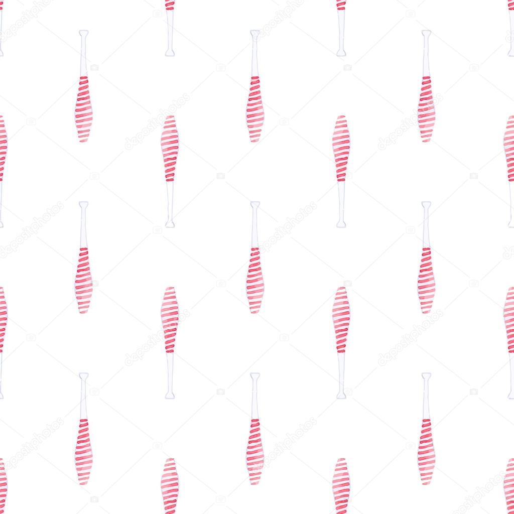 Seamless pattern with juggling mace. Hand-drawn background. Vector illustration.
