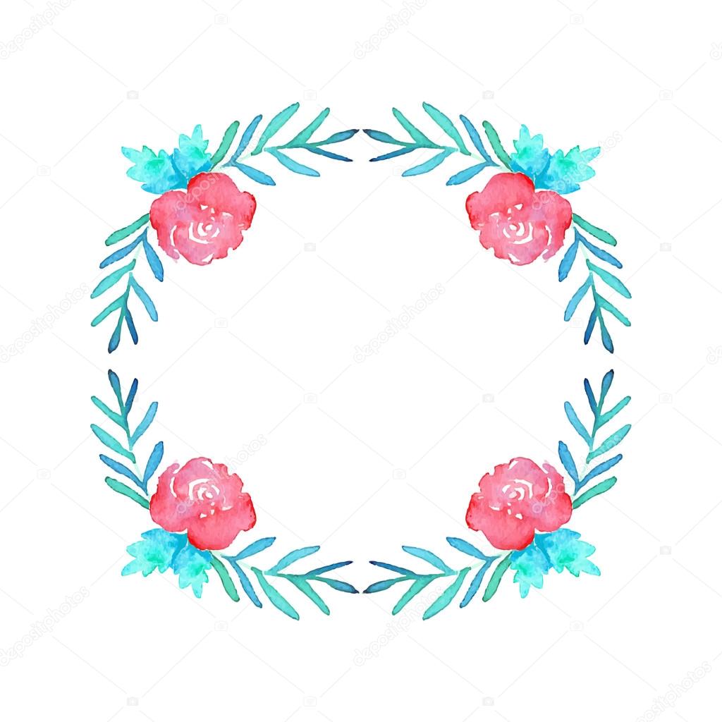 Roses. Hand-drawn floral wreath. Real watercolor drawing. Vector illustration.