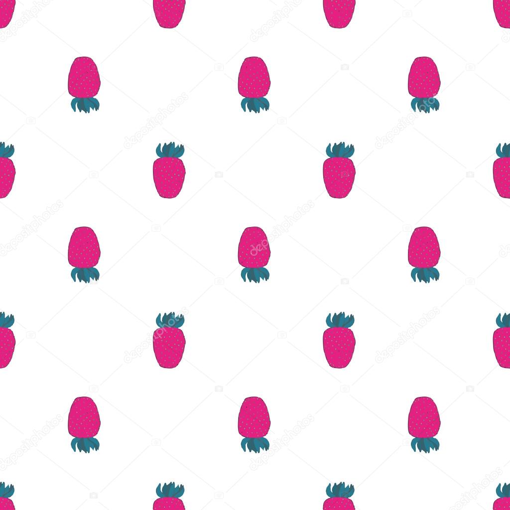 Strawberry. Seamless pattern with berries. Real outline drawing. Vector illustration.