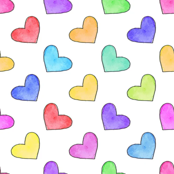 Seamless pattern with hearts. Hand-drawn background. Vector illustration. — Stok Vektör