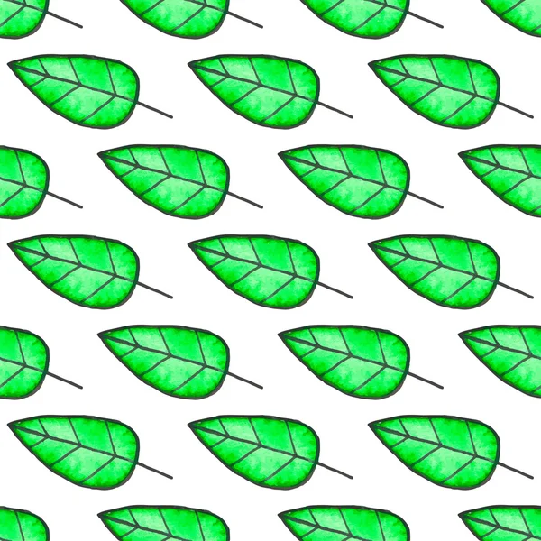 Nahtloses Muster mit Blättern. Handgezeichneter Hintergrund. Vektorillustration. — Stockvektor