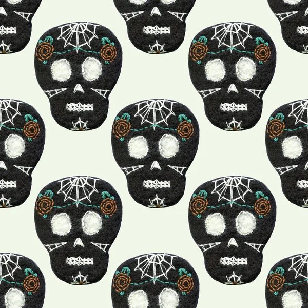 Sugar skull. Seamless pattern with Day of the Dead symbol. — Stock Photo, Image