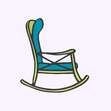 Rocker chair. Hand-drawn cartoon chair for rest. Doodle drawing.