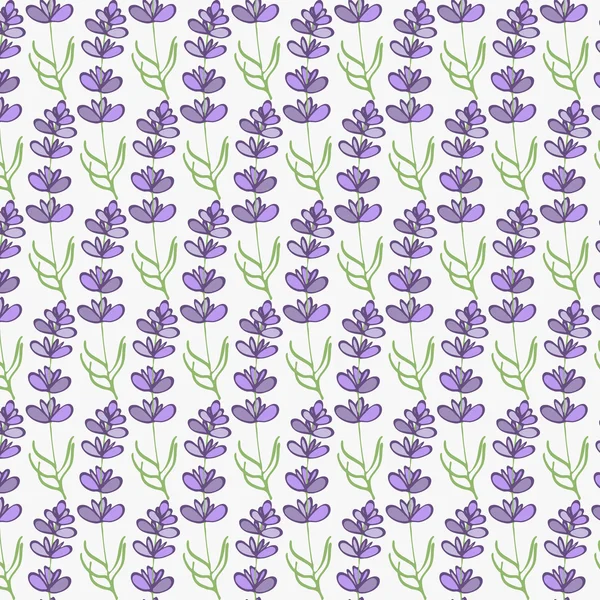 Lavendel. nahtloses Muster mit Blumen auf weißem Hintergrund. handgezeichneter Originalhintergrund. — Stockvektor