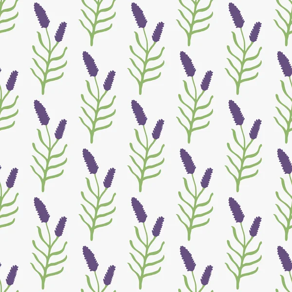 Lavanda. Patrón sin costuras con flores en el fondo blanco. Fondo original dibujado a mano . — Vector de stock