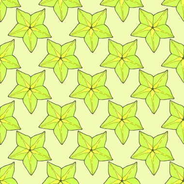 Starfruit veya carambola. Meyve ile Seamless modeli. Çizilmiş arka plan.