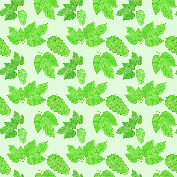 Hop, beer brewing theme. Seamless pattern with plant. Hand-drawn background. — Stock Fotó