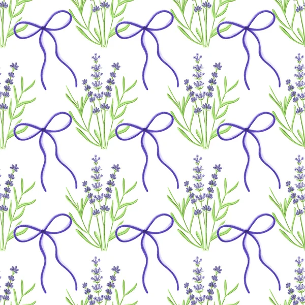 Lavender. Seamless pattern with flowers. Hand-drawn original floral background. — Stock Photo, Image