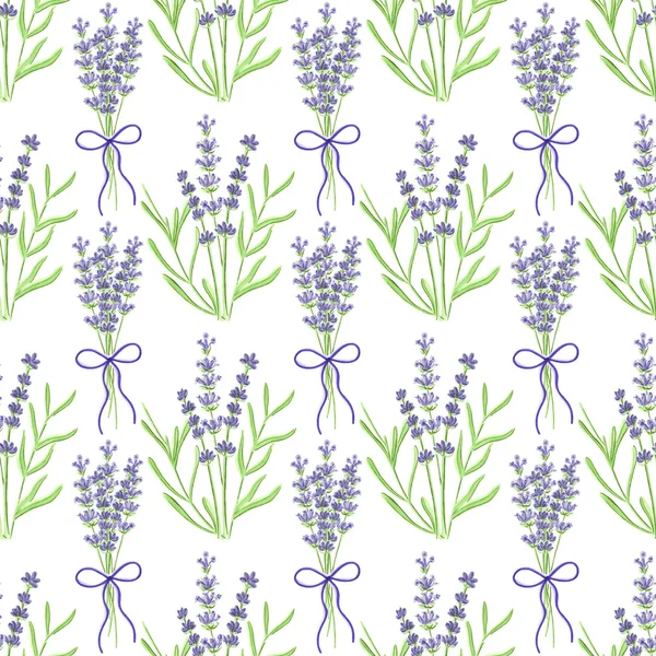 Lavender. Seamless pattern with flowers. Hand-drawn original floral background. — Stock Photo, Image
