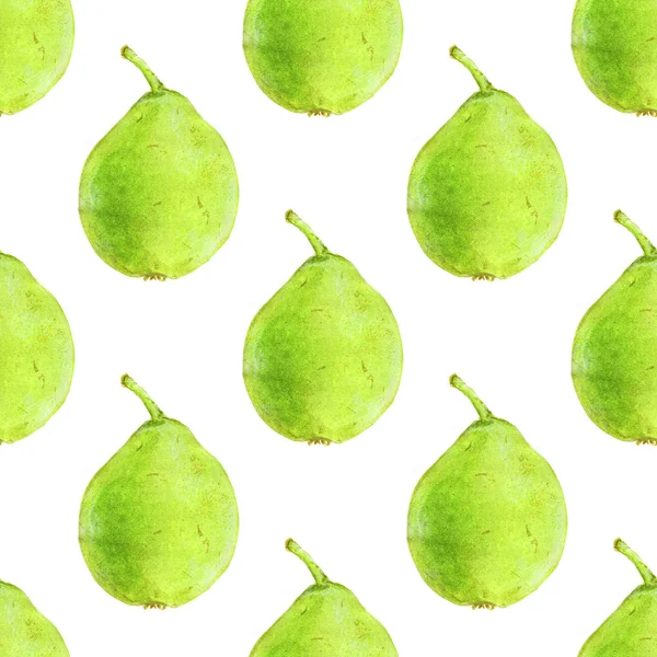 Pears. Seamless pattern with fruits. Hand-drawn background. — Stok fotoğraf