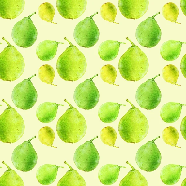 Pears. Seamless pattern with fruits. Hand-drawn background. — Stok fotoğraf
