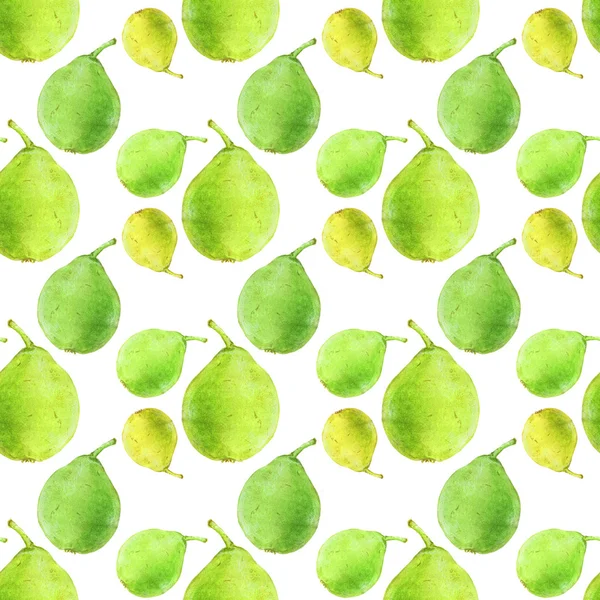 Pears. Seamless pattern with fruits. Hand-drawn background. — Zdjęcie stockowe