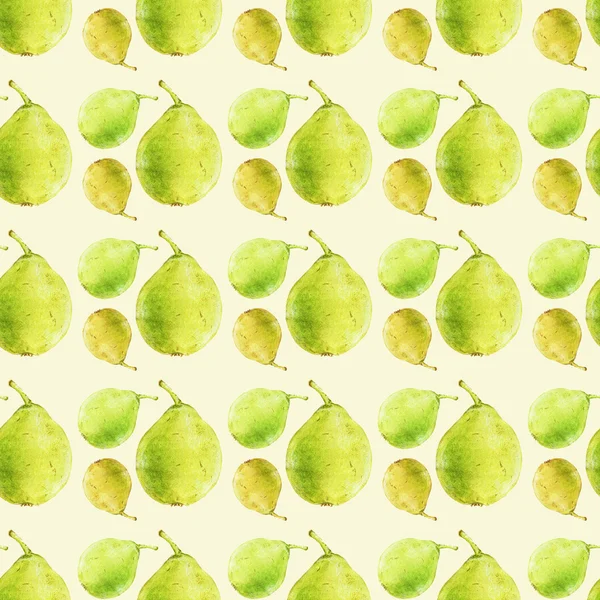 Pears. Seamless pattern with fruits. Hand-drawn background. — Stock Fotó