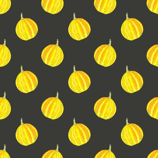 Pumpkin. Halloween and Thanksgiving day theme. Seamless pattern with pumpkins. Hand-drawn background. — Stock Photo, Image