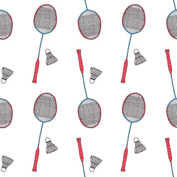 Badminton racquets and shuttlecocks. Seamless watercolor pattern with sport equipment. Hand-drawn original background. — Φωτογραφία Αρχείου