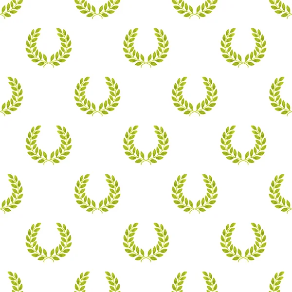 Laurel wreath. Seamless pattern with hand-drawn laureate wreath on the white background. — ストック写真