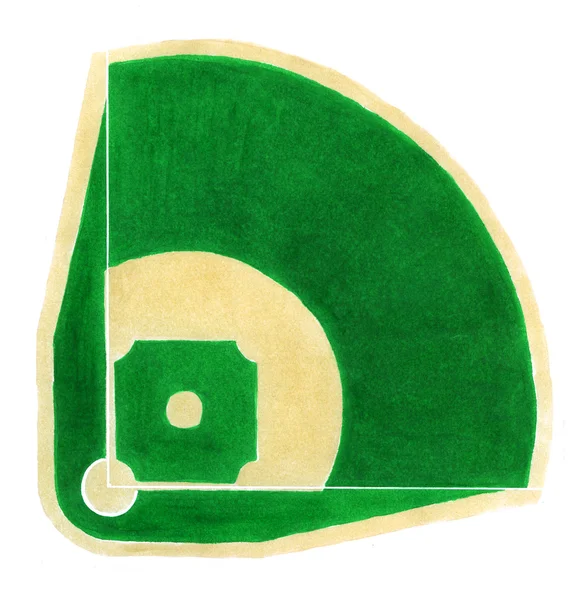 Baseball field. Hand-drawn baseball diamond on the white background. — Stockfoto