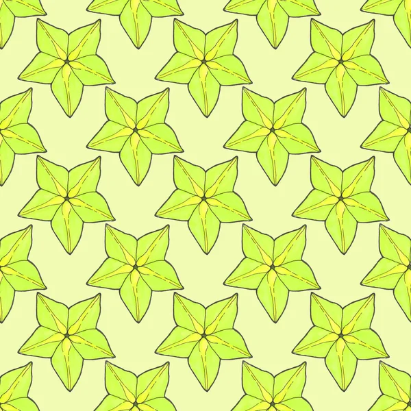 Starfruit or carambola. Seamless pattern with fruits. Hand-drawn background. — Stock Photo, Image