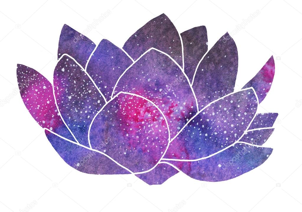 Galaxy lotus. Hand-drawn cosmic flower.