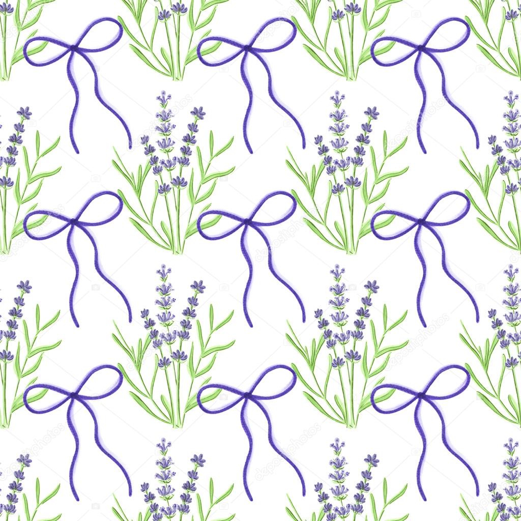Lavender. Seamless pattern with flowers. Hand-drawn original floral background.
