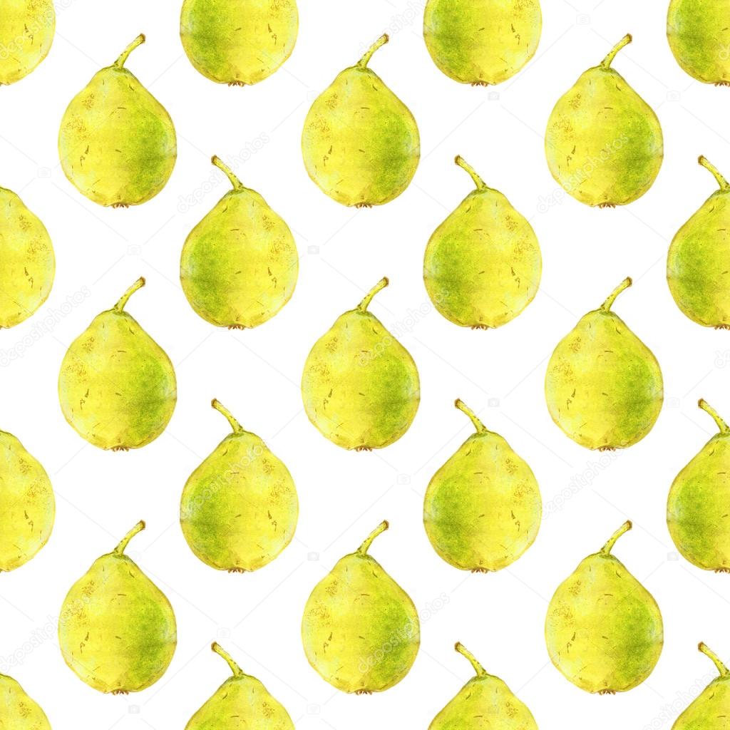 Pears. Seamless pattern with fruits. Hand-drawn background.