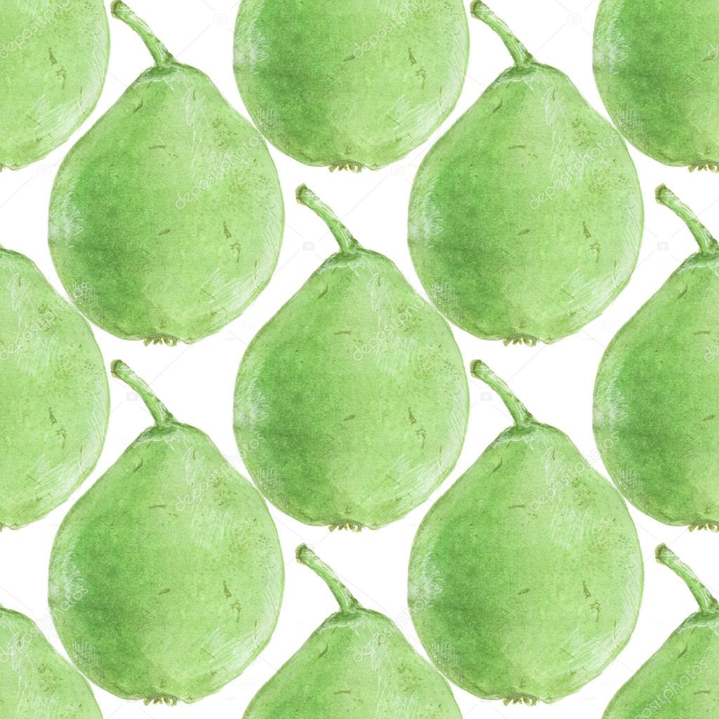 Pears. Seamless pattern with fruits. Hand-drawn background.