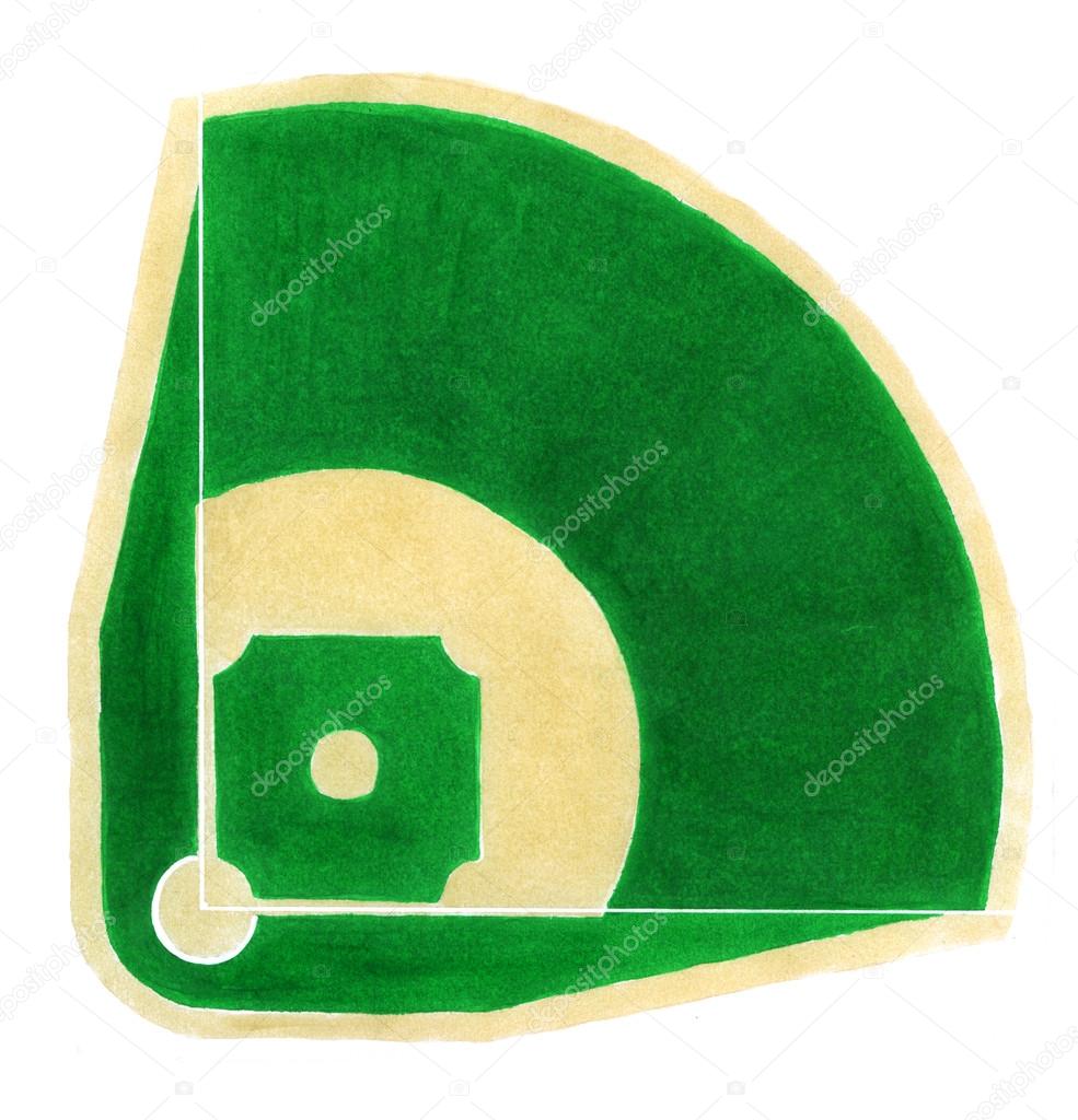 Baseball field. Hand-drawn baseball diamond on the white background.