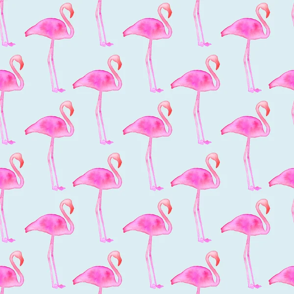 Pink flamingo. Seamless pattern with exotic birds. Hand-drawn original animal background. — Stock Photo, Image