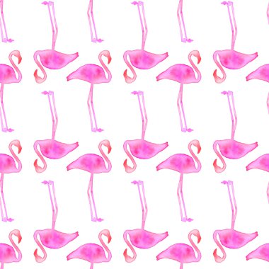 Pembe flamingo. Egzotik kuşlar ile Seamless modeli. Çizilmiş orijinal hayvan arka plan.