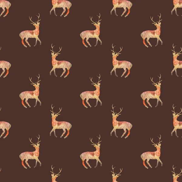 鹿。宇宙とのシームレスなパターンまたは銀河鹿。手描きオリジナル動物背景. — ストック写真
