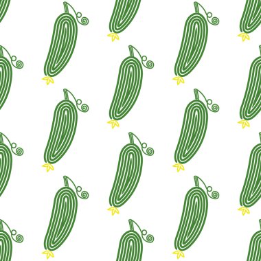 Salatalık. Sarmal salatalık ile Seamless modeli. Sebze vektör çizim