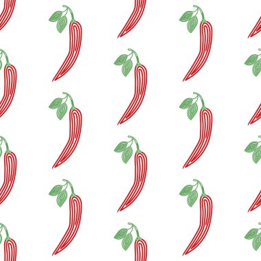Kırmızı biber. Spiral kırmızı biber ile Seamless modeli. Sebze vektör çizim