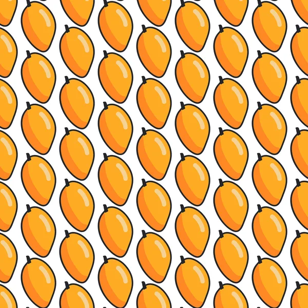 Mango. Seamless pattern with mangos. Vector fruit illustration — Stock Vector