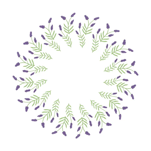Lavendelkranz. handgezeichnetes dekoratives Element. Doodle-Zeichnung — Stockvektor