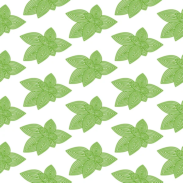 緑のバジル。スパイラル香草のシームレスなパターン。ベクトル野菜イラスト — ストックベクタ