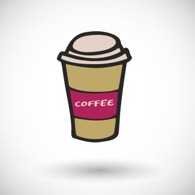 Bir fincan kahve kroki. Çizilmiş karikatür gıda simgesi. Çizim doodle.