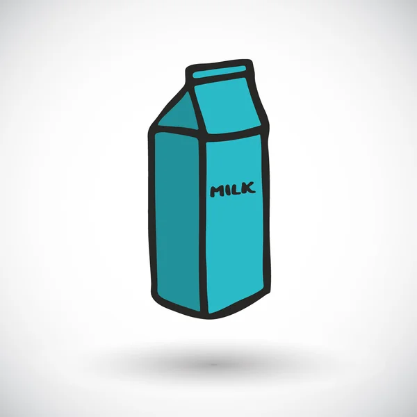 包的牛奶。手绘卡通食物图标。涂鸦画. — 图库矢量图片