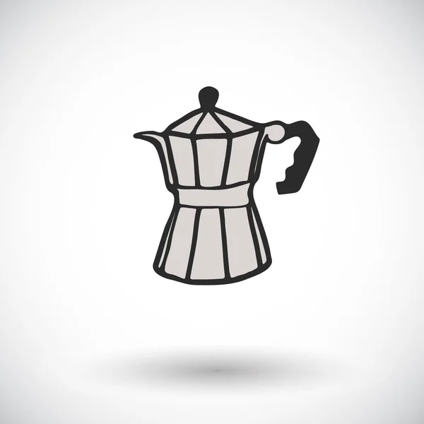 Moka pot kroki. Çizilmiş karikatür kahve makinesi simgesi. Çizim doodle. — Stok Vektör