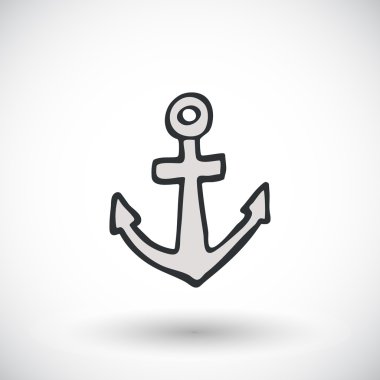 Çapa kroki. Çizilmiş karikatür deniz veya korsan simgesi. Çizim doodle.