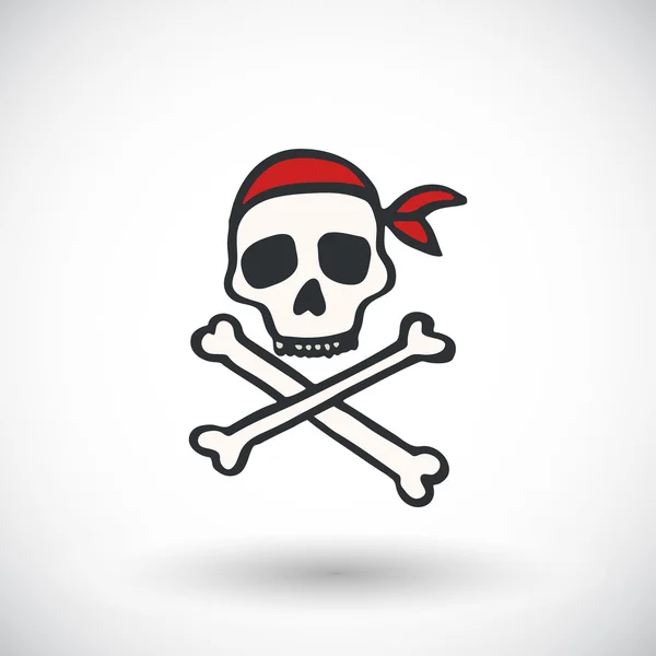 Skull and bones - Jolly roger sketch. Hand-drawn cartoon pirate icon. Doodle drawing. — Stock Vector