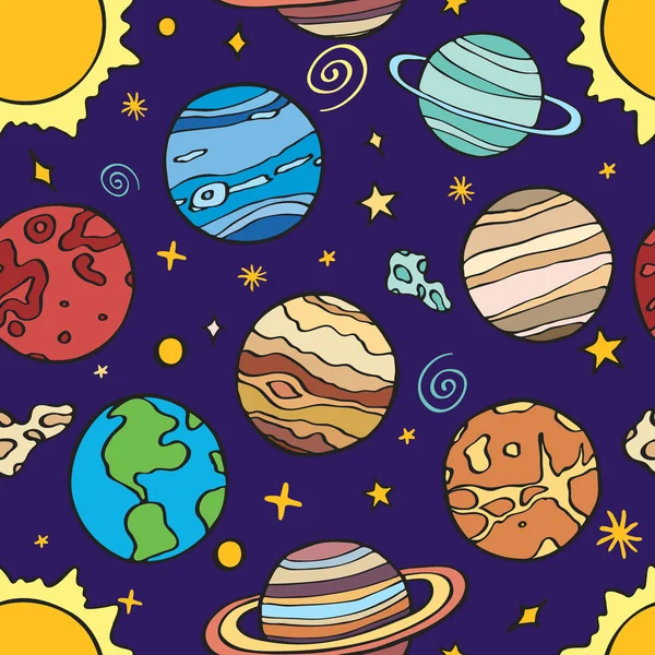 Planeten im Sonnensystem. Vektorillustration — Stockvektor