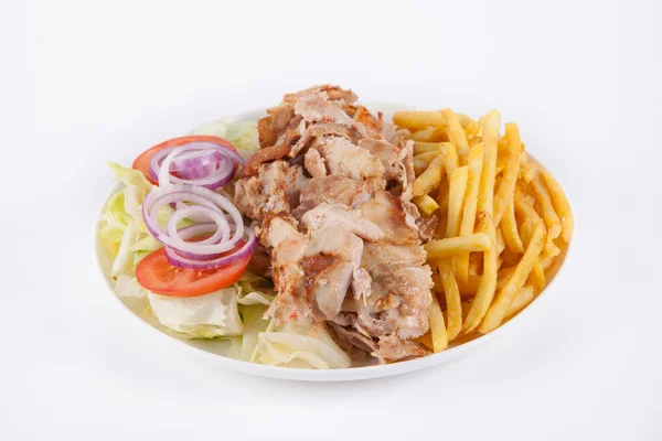 Kycklingkebab med pommes frites — Stockfoto