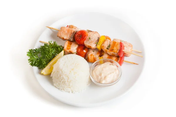 Preparações de kebab de salmão — Fotografia de Stock