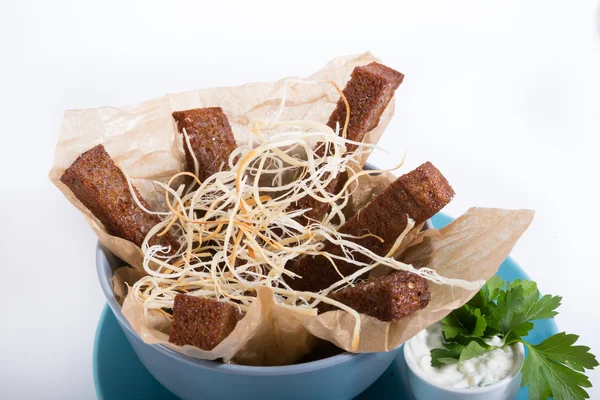 Croutons com queijo — Fotografia de Stock