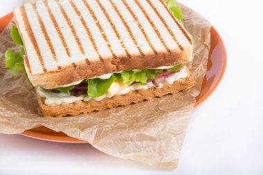 Bir plaka üzerinde ızgara sandviç