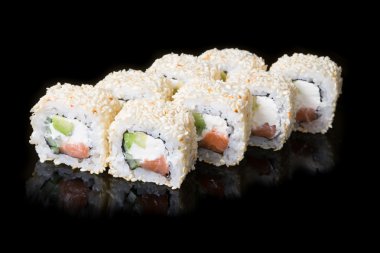 Japonca rulo siyah arka plan üzerine ben