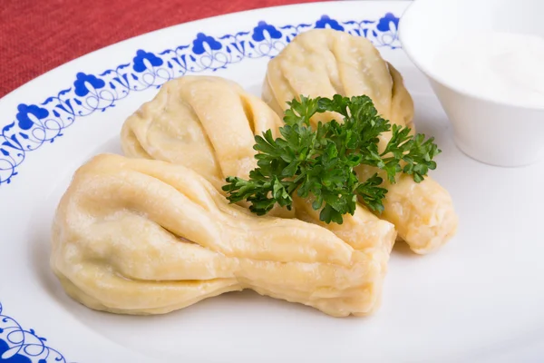 Fried dumplings hinkali — Stock Photo, Image